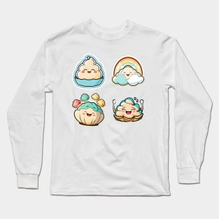 Cute happy kawaii dumpling Long Sleeve T-Shirt